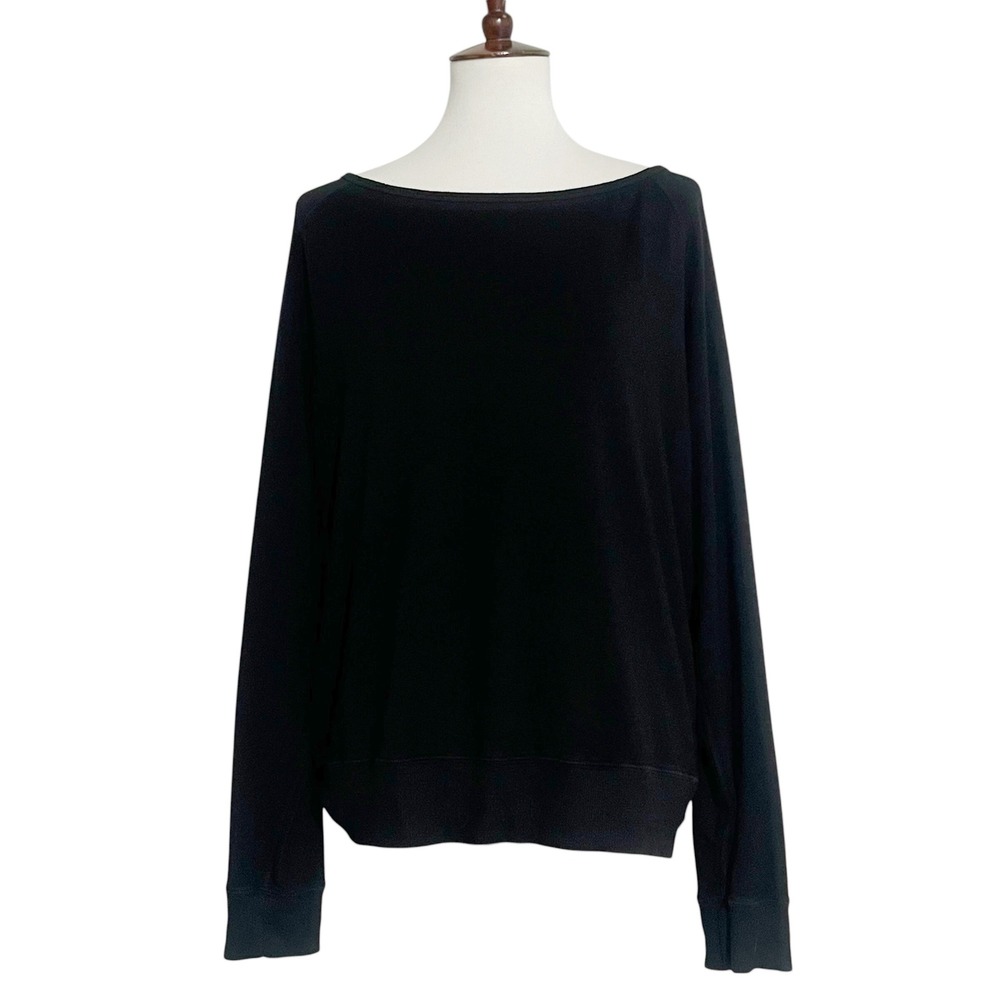 Beyond Yoga Womens XL Black Modal Spandex Boat Neck Pullover Sweatshirt